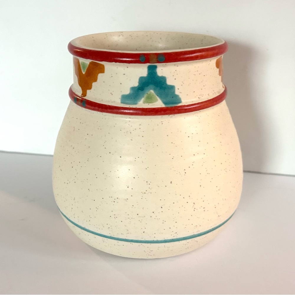 SARATOGA TREASURE CRAFT Southwestern Western Ceramic Utensil Holder Vase USA